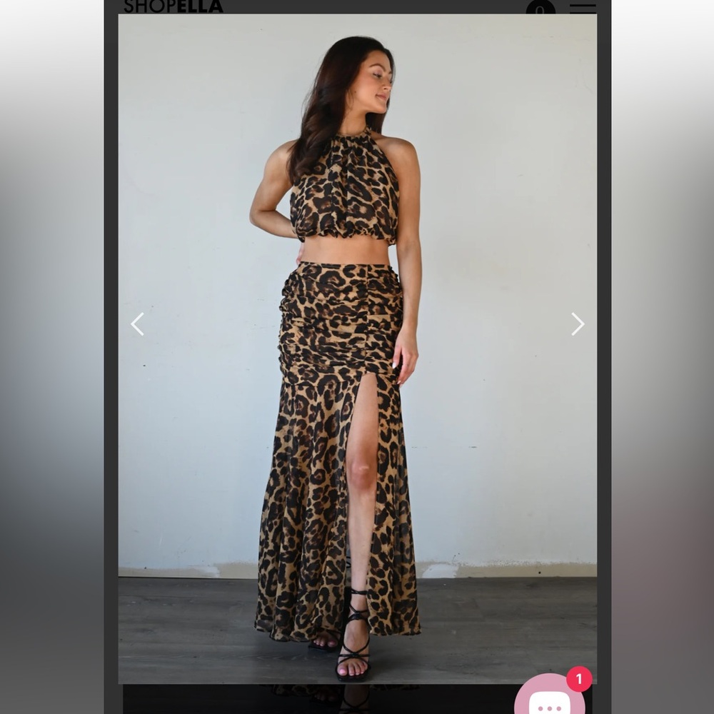 NWT 2 Piece cheetah skirt set